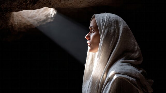 Serene profile of a contemplative Middle-Eastern woman in soft light, evoking Ramadan reflections or Diwali introspection moments