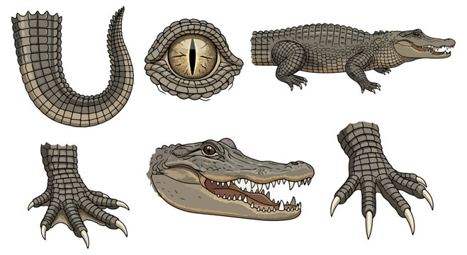 Alligator anatomy illustration detailed study of body parts