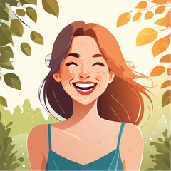 Portret promiennej kobiety w naturze, symbol zdrowia psychicznego, szczęścia i naturalnego piękna. © Henryk Guziak