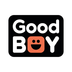 The 'Good Boy' logo features a smiling emoji face and bold text on a black background.