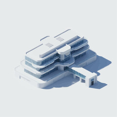 Isometric 3D Cruise Port Terminal Vector &ndash; Modern Maritime Architecture on White