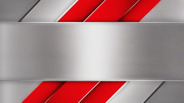 Abstract metallic silver and red geometric shapes background design.