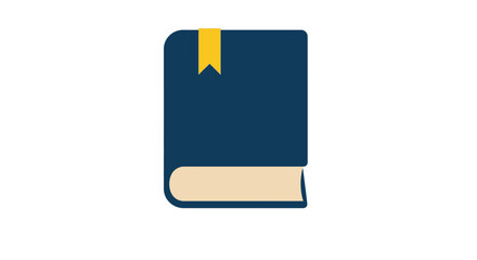 A dark blue book with a yellow bookmark simple design silhouette