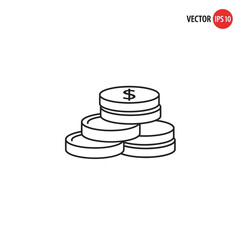 Stack of Dollar Coins Outline Icon.