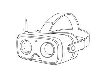 Detailed outline of a virtual reality headset with antennas isolated on transparent background