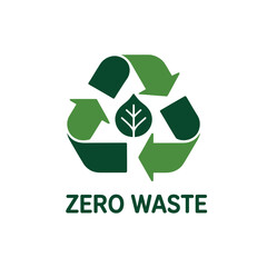 The universal recycling symbol with a leaf inside, representing zero waste concepts.