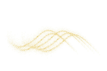 Abstract Shiny Gold Glitter Wave design element. Isolated PNG Design Element. Merry Christmas and Happy New Year Decoration.Transparent Background. For invitation and greeting card Bg