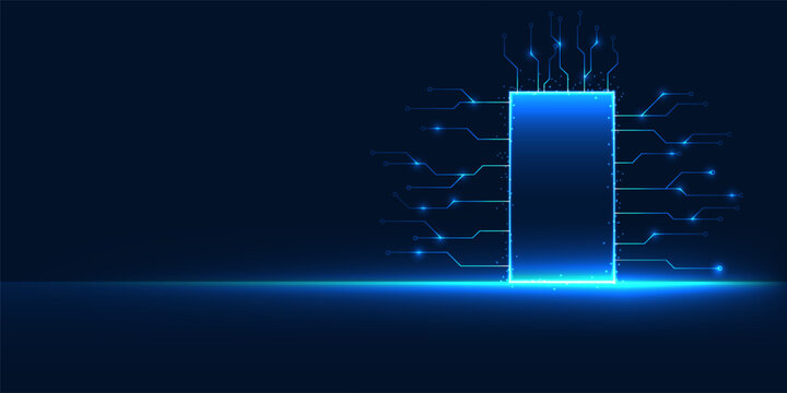 Technology door connected with technology circuits, symbolizing the gateway to innovation, digital transformation, and the new era of intelligent technology
