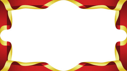 Elegant Red and Gold Ribbon Border Frame Design.