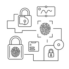 Digital security systems employ fingerprint scanning and locked padlocks for protection.