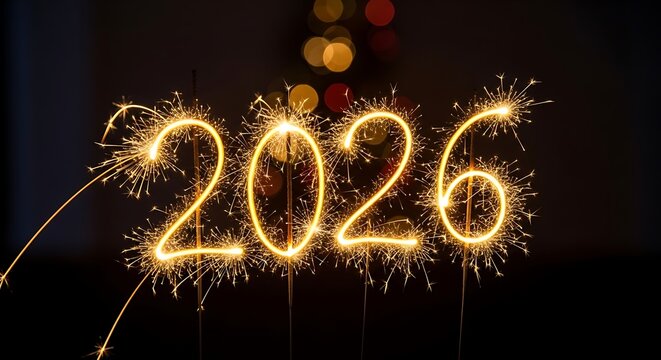 Bright sparklers ignite excitement for 2026 new year celebration and festive occasions - Powered by Adobe