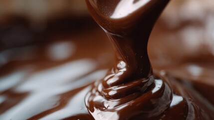 Molten chocolate cascade oozes decadence, invoking aphrodisiac Valentine's indulgence and whimsical International Chocolate Day celebrations