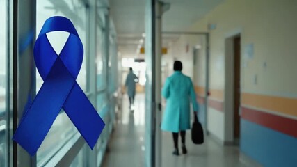 Blue ribbon at the hospital.
