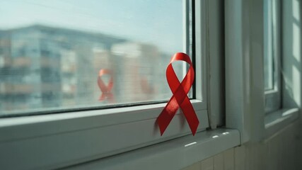 Red ribbon at the hospital.