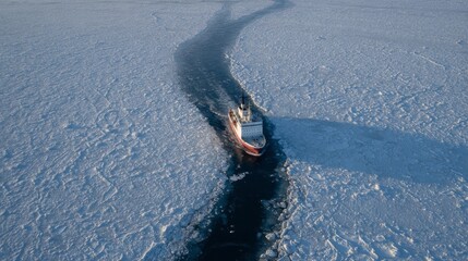 Navigating through the frozen labyrinth, an icebreaker carves a path of resilience and adventure, echoing Polar Bear Swim Day's chill