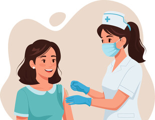 Nurse Administering a Vaccine Injection to a Woman