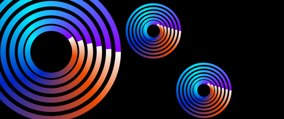 Striking and colorful graphic design featuring concentric circles in a mesmerizing array of colors. Design template for brochures, flyers magazine design