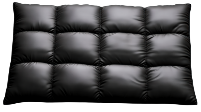 Black quilted pillow with smooth surface