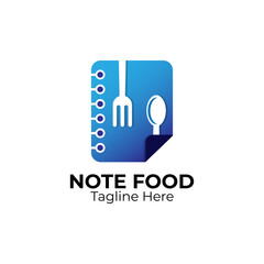 Food notebook premium logo inspiration. Illustration of notebook food logo icon.