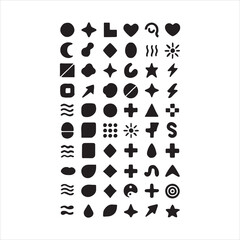 Abstract Black Geometric Shapes Set &ndash; Minimal Vector Icons and Symbols Collection