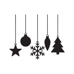 christmas Hanging ornaments set vector illustration