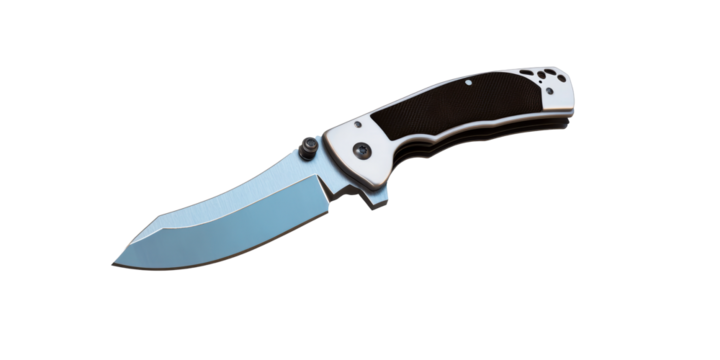 Folding utility knife with polished steel blade