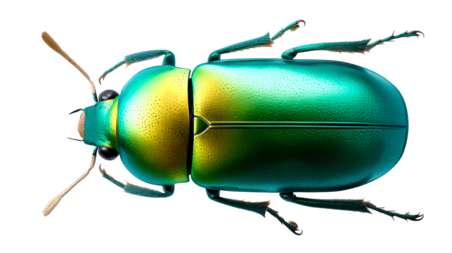 Iridescent Green and Yellow Beetle Insect Top View