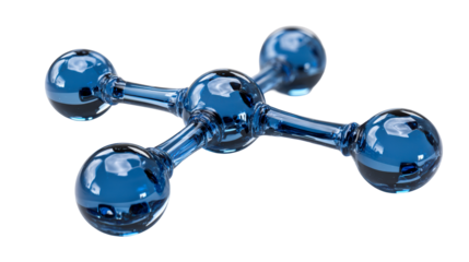 Transparent blue molecule structure on light surface