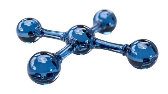 Transparent blue molecule structure on light surface - Powered by Adobe