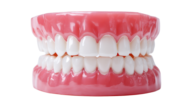 Dental model showing complete set of teeth and gums