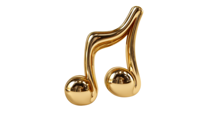 Golden Eighth Note Symbol Isolated on White Background