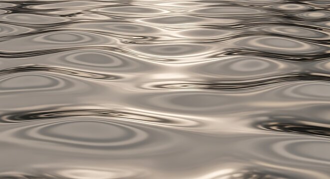 Subtle ripples creating a rhythmic pattern on a liquid silver surface