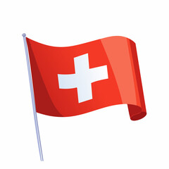 Swiss flag illustration red and white symbol on a white background