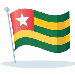 Togolese flag illustration waving on white background national symbol
