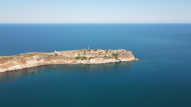 Aerial view of Black sea coast near Kaliakra cape, Dobrich Region, Bulgaria