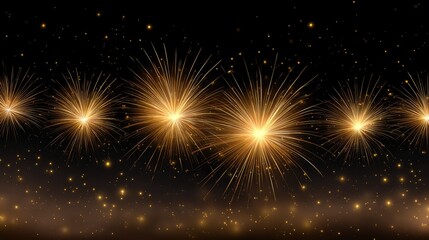 Naklejka premium Golden Sparkle Burst in Dark Night Sky, Radiating Bright Light and Creating a Magical Atmosphere for Celebrations and Festive Occasions