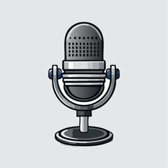 Vintage microphone illustration on gray background for audio recording