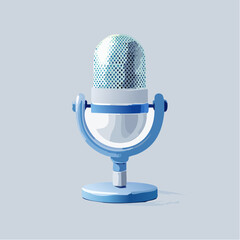 Vintage microphone illustration on gray background studio recording concept