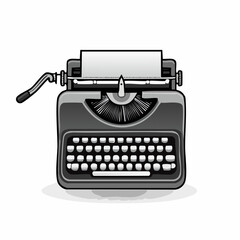 Vintage typewriter illustration retro design and classic office equipment