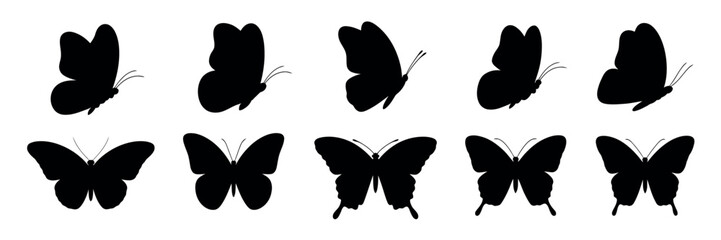 Flying Butterflies Silhouette. Various Flying Insect Silhouettes for Design and Art © HeLLo WorLd