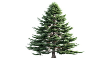 Tall Evergreen Tree Isolated on White Background