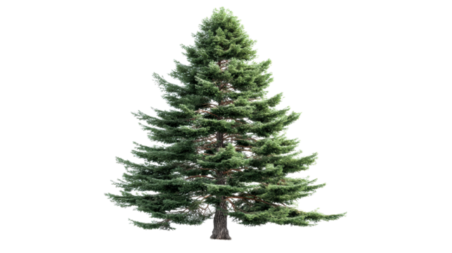 Tall Evergreen Tree Isolated on White Background