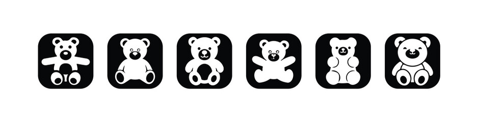 Stylish Bear Symbol Set, Modern Flat Animal Logo Designs,  Teddy Bear Icons, vector illustration eps 10.