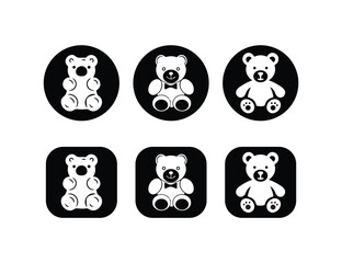 Flat Bear Silhouette Icons Collection, Simple and Playful Vector Pack,  Cute Teddy Silhouette, Teddy Bear Logo Icon, vector illustration eps 10.