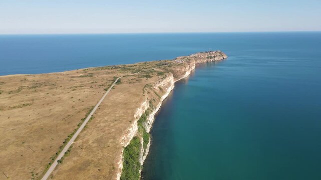 Aerial view of Black sea coast near Kaliakra cape, Dobrich Region, Bulgaria