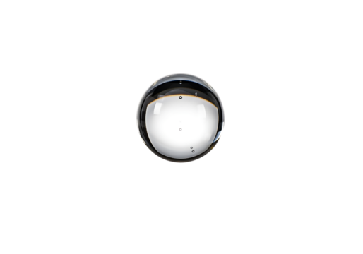 A single clear water droplet with reflections isolated on transparent background