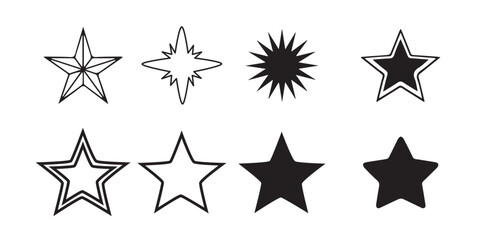 Obraz premium Stars set of black icons. Rating Star icon. Star vector collection. Modern simple stars. Vector illustration. Star vector icons. Set of star symbols isolated.