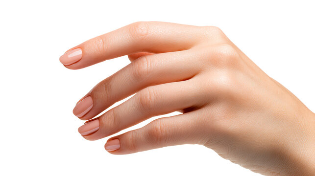 Delicate Woman's Hand with Peach Nail Polish