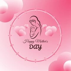 Mother’s Day Ribbon Emblem Design