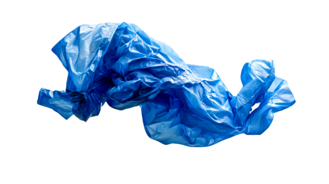 Flowing Blue Fabric In Motion Against White Background